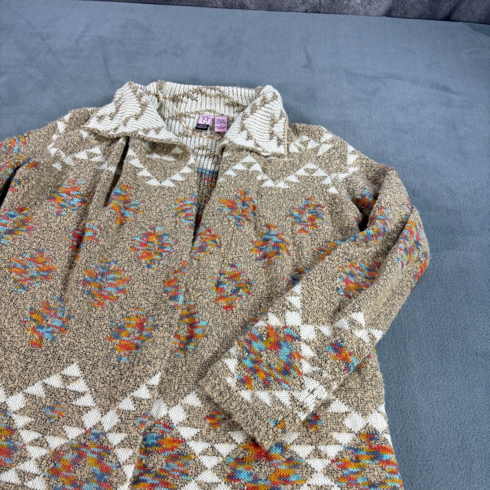 Love On A Hanger Womens Southwestern Open Front Cardigan Multicolor Tan Small - Picture 2 of 8